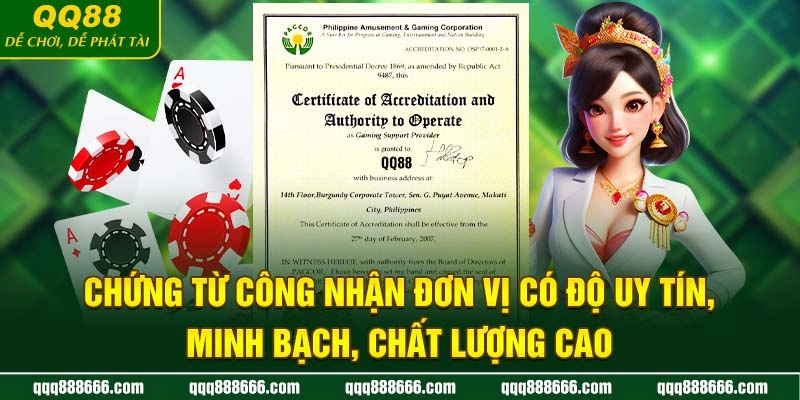 QQ88 | Trang Cá Cược Đẳng Cấp Của Liên Minh OKVIP T6/2025 10 Chứng từ công nhận đơn vị có độ uy tín, minh bạch, chất lượng cao
